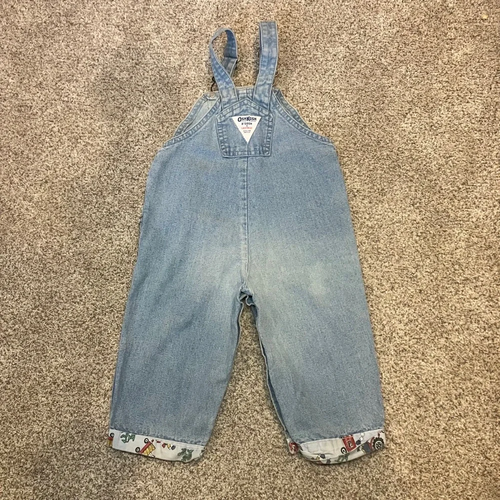 Vintage OshKosh Bgosh Vestbak Denim Overalls Light Wash Tractor Cuff Kids
